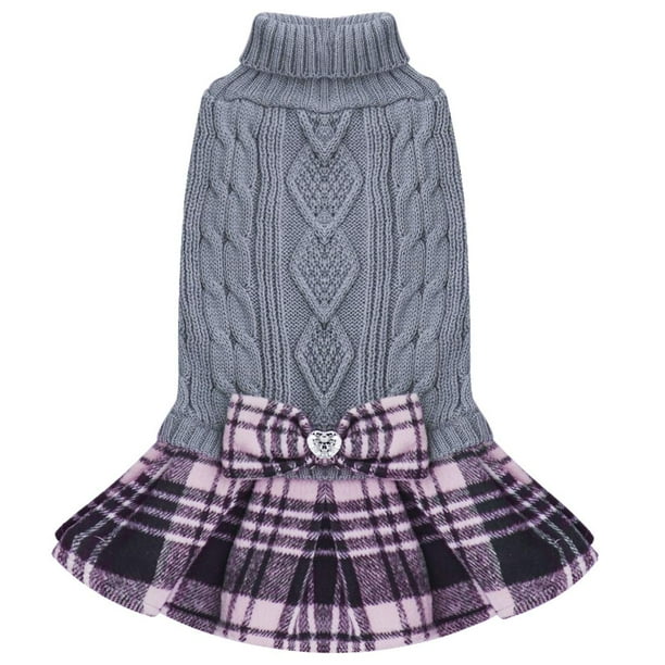 Jersey para perros KYEESE, cómodo jersey de cuello alto a cuadros para perros pequeños
