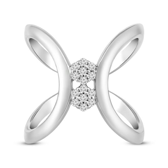 Araiya 10K White Gold Diamond Band Ring for Women (1/8 cttw, I-J Color, I2-I3 Clarity), Size 7