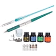 thumbnail image 6 of M Buder Dip Pen Kit Flat Round Nibs with Ink Holder for Writing Drawing Calligraphy, SP249035 Blackish Green Rod Glass Pen, 9.84 inches / 25 cm length, Vintage English Art Calligraphy Gift Set, 6 of 9