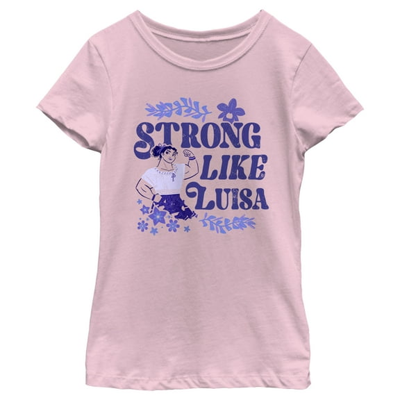 Girl's Encanto Strong Like Luisa Ornate Flower Graphic Tee Light Pink Small