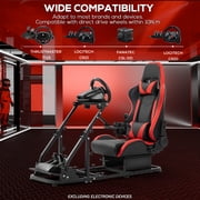 Supllueer Racing Simulator Cockpit With Adjustable Ergonomic Red Seat Fits For Logitech G920 Thrustmaster.Excluding electronic devices