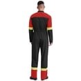 thumbnail image 2 of Mufeng Men's Fireman Cosplay Costumes Full Body Coveralls Firefighter Uniforms with Reflective Trim Black L, 2 of 5