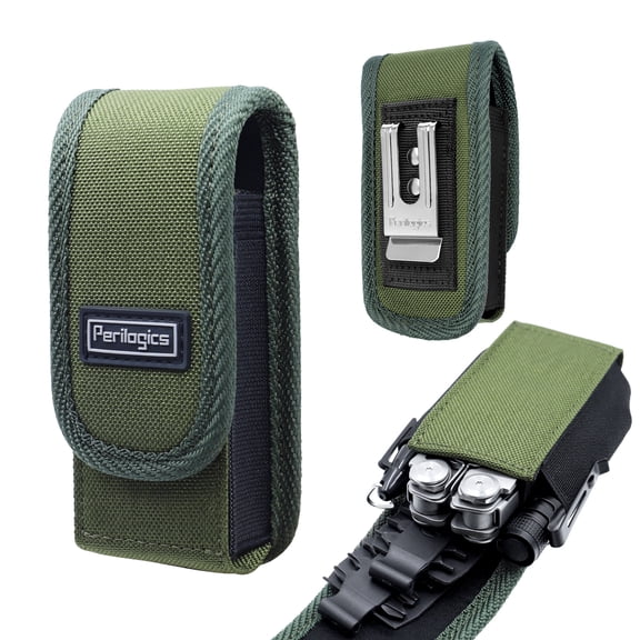 Perilogics Multitool Sheath with Magnetic Closure, Metal Clip Holster Fits Leatherman, Olive Drab