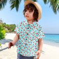 thumbnail image 2 of Huesdet Toddler Boy's Button Up Hawaiian Shirts Short Sleeve Cool Cartoon Print Dress Tops T-Shirt for Kids(Mint Green,6-12 Months), 2 of 7