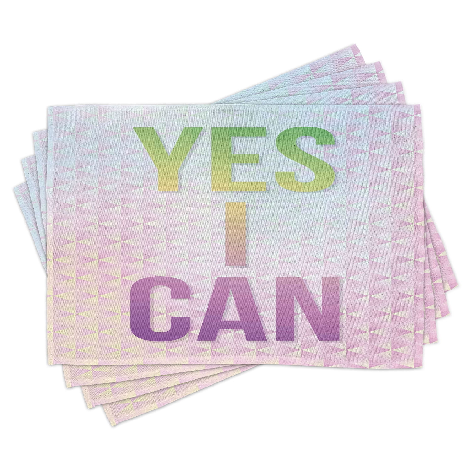 Inspirational Placemats Set of 4 Motivation Quote Yes I Can Courage