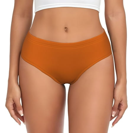 Womens Underwear - dark-orange No Show Seamless Underwear for Women  Soft Stretch Womens Panties  Hipster Ladies Panties Bikini Underwear Briefs