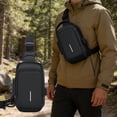 thumbnail image 6 of Naxoaeo Anti-Theft Crossbody Bag, Sling Bag for Men Women, PU Leather Chest Shoulder Bag with Password Lock, Water-Resistant Everyday Bag for Phone Wallet, Travel, Commute, Adjustable Strap, 6 of 7