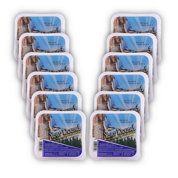 Pine Tree Farms Year Round Hi-Energy Suet Cake, 11 oz., Pack of 12 for Wild Birds