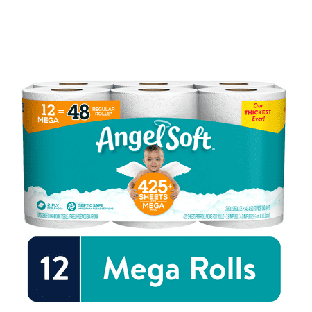 Angel Soft Toilet Paper 12 Mega Rolls 48 Regular Rolls
