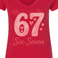 thumbnail image 4 of Inktastic 67th Birthday Celebration Hearts Women's V-Neck T-Shirt, 4 of 5