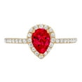 thumbnail image 4 of 0.755 ct Pear Cut Simulated Ruby Solitaire with Simulated Diamond Accents 14K Yellow Gold Womens Engagement Ring, 4 of 5