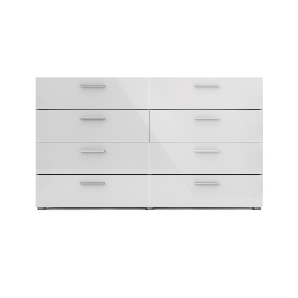 White Gloss Chest of Drawers Wide Bedroom Living Room Modern Byron 100 cm width