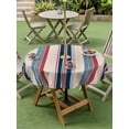 thumbnail image 3 of Outdoor Tablecloth with Umbrella Hole and Zipper, Blue Red Striped Round Table Cloth 54 Inch Waterproof Tablecloth, Modern Stripes Art Farmhouse Picnic Table Cover for Patio Camping, 3 of 7