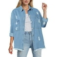 thumbnail image 2 of adviicd Oversized Jean Jacket Boyfriend Denim Jacket for Women Button Down Long Sleeve Jean Coat Light Blue, M, 2 of 9