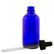 Cobalt Blue Glass Bottle - 4 fl oz w/ Glass Dropper - Pack of 2