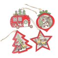 thumbnail image 1 of Christmas decorations, Christmas tree pendants, wooden color luminous small pendants, Christmas tree car ornaments (cars, bells), 1 of 5