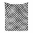 thumbnail image 1 of Damask Soft Flannel Fleece Throw Blanket, Monochrome Rhythmic Curvy Ornates Classical Style Pattern, Cozy Plush for Indoor and Outdoor Use, 70" x 90", Charcoal Grey and White, by Ambesonne, 1 of 6