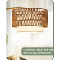 thumbnail image 3 of 76" Gold Arched Floor Lamp with Remote,  Farmhouse Floor Lamp with Rattan & Fabric Shades, Tall arc Standing Lamp with Dimmable Bulb, Adjustable Reading Light for Living Room, Bedroom, 3 of 16