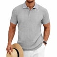 thumbnail image 2 of YLSDY Men's Color Block Striped Short Sleeve Golf Shirt with Chest Pocket, Sporty Design for Daily Workouts Gray S, 2 of 8