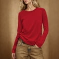 thumbnail image 2 of fatyb Womens Long Sleeve Crewneck Shirts Casual Solid Color Tops Pullover Summer Basic Tee for Women, 2 of 7