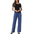 thumbnail image 2 of INSPIRE CHIC Short Sleeves Top for Women Ruched Going Out Crop Shirts Slim Fit Basic Tee Blouse L Black, 2 of 6