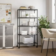 Seville Classics 5-Tier Steel Wire Shelving with Wheels, 30 W x 14 D x 60 H, Black