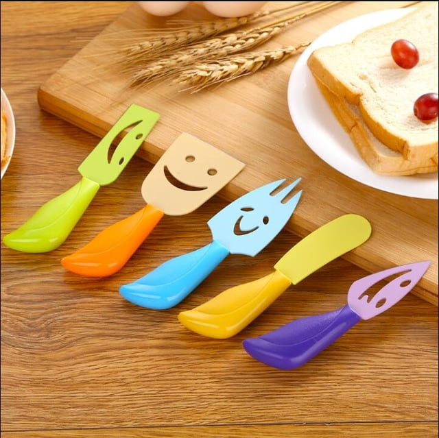 5 Pcs Cheese Knives Set Ultra-sharp Stainless Steel Slicer Cutter Cleaver Plastic Handle... by