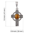 thumbnail image 3 of Sterling Silver and Baltic Honey Amber Celtic Knot Cross Pendant Necklace, 3 of 6