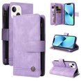 thumbnail image 1 of Case for iPhone 13 Mini Cover Zipper Pocket Wallet Case Magnetic Protective - Purple, 1 of 5