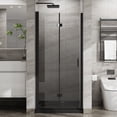 thumbnail image 4 of Demi Bonn 34" x 72" Bifold Shower Door, Walk-In Wet Room Divider, 1/4 inch Thick Clear Tempered Glass Frameless Shower Door, Black, 4 of 8