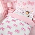 thumbnail image 3 of Erosebridal Girls Pink Bowknot Duvet Cover Set For Kids,Ribbon Bowtie Kawaii Bows Bedding Full,Reversible Pink,3-Piece(No Comforter), 3 of 6