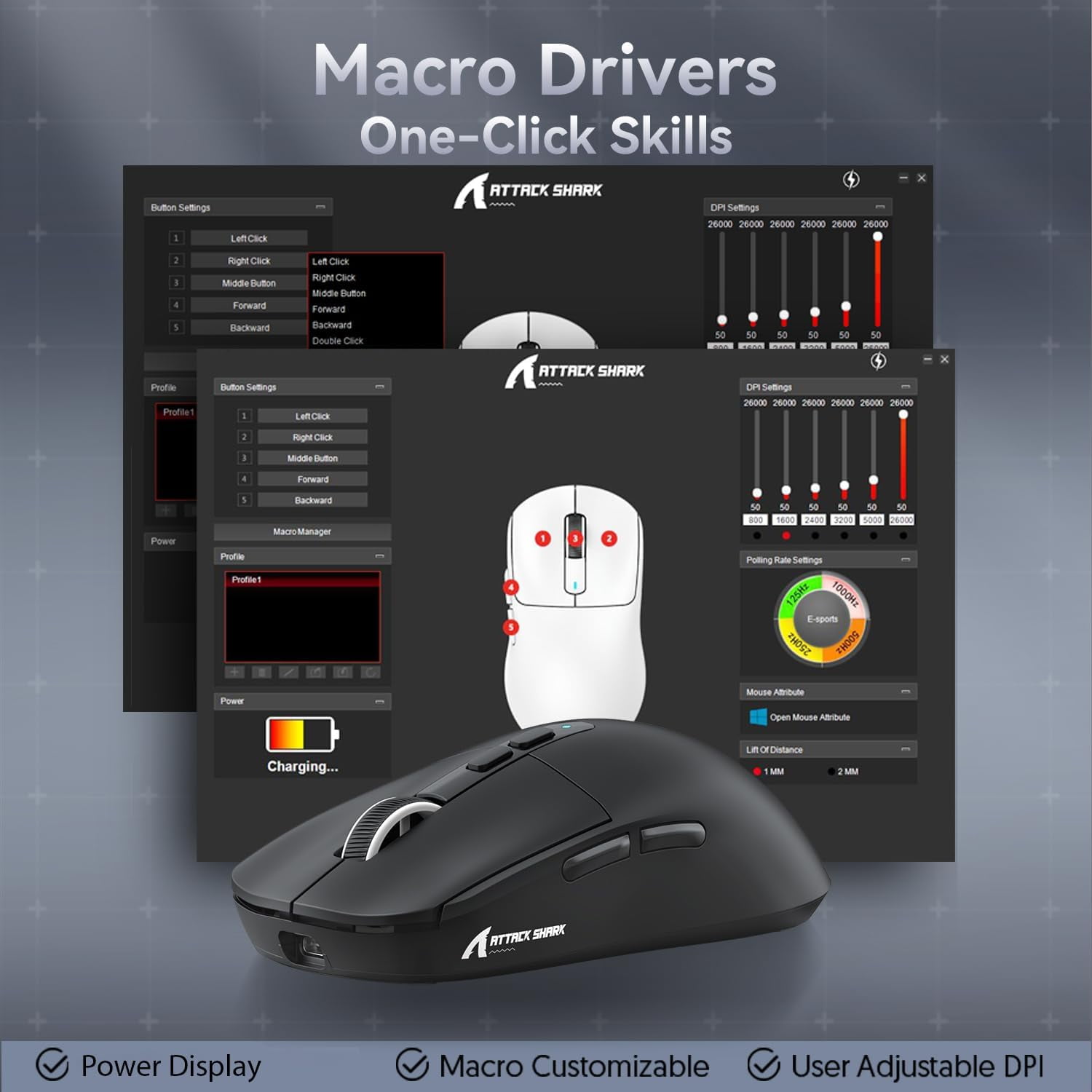 ATTACK SHARK X6 49g SUPERLIGHT Mouse with Magnetic Charging Dock, PixArt PAW3395 Gaming Sensor, BT/2.4G Wireless/Wired Gaming Mouse, 26000 DPI, X3 Upgraded Office Mice for Win11/Xbox/PS/Mac (Black)