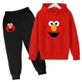 thumbnail image 5 of Conjunto de sudadera y pantalones con dibujos animados para niños de primavera, ropa de Elmo con capucha y pantalones para niños y niñas de 2 a 14 años, traje de moda para niños, 5 of 5