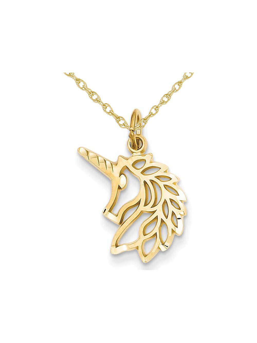 14K Yellow Gold Unicorns Pendant on an Adjustable 14K Yellow Gold Chain Necklace