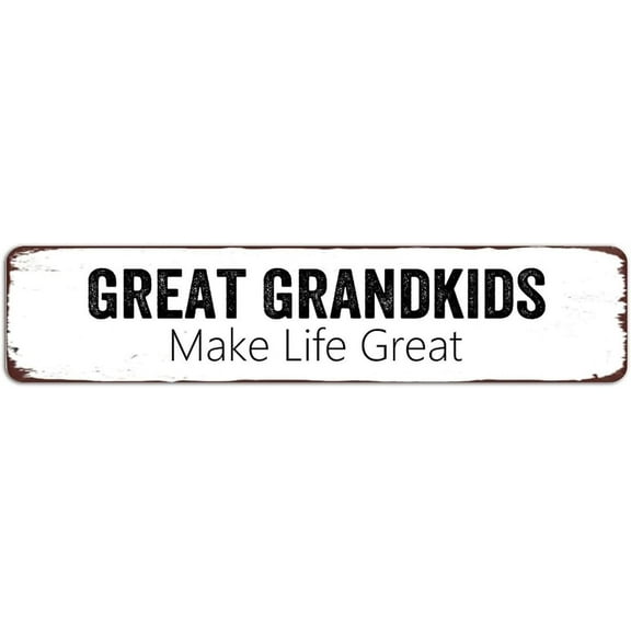 Metal Sign Great Grandkids Make Life Great Vintage Signs Retro Tin Signs Art Plaque Aluminum Sign for Bedroom Kitchen Garden Wall Pub Club Coffee Hanging Sign Decor 4x16 Inches