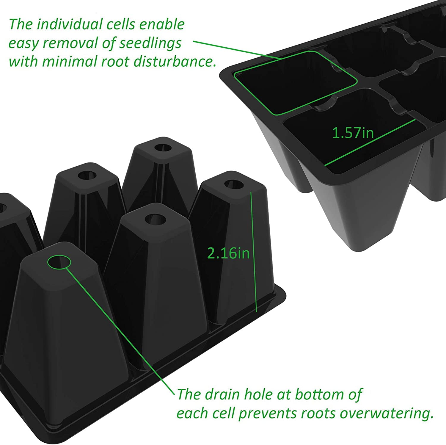 120 Pack 6-Cell Seed Starting Tray for Seedlings, Plant Starter Trays with Drainage Holes for Seed Germination, 5.4x3.7 inches, Clear