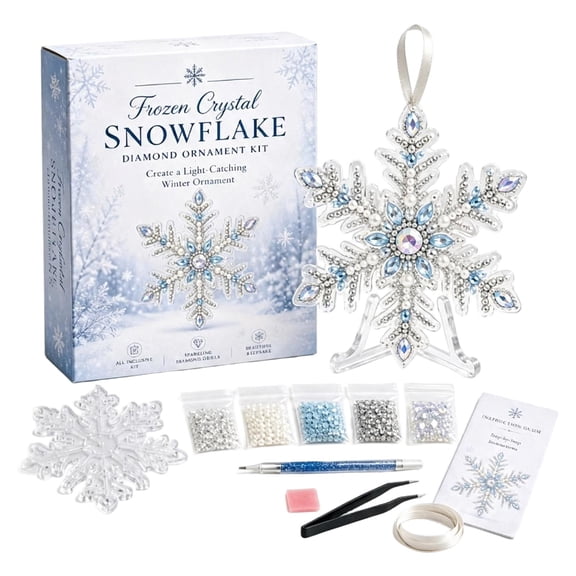 DIY Snowflake Diamond Art Ornament Kit for Adults Beginners, 5D Gem Painting Hanging Pendants, Winter Christmas Craft Set for Xmas Tree Window Home Decor(Frozen Crystal Snowflake)