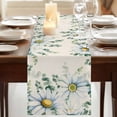 thumbnail image 3 of Table Runners 48 Inches Long Dress Scarves, Daisy Eucalyptus Leaves Farmhouse Kitchen/Dining Table Runner, Short Coffee Tablerunners, Rustic Weeping Botanical Linen 13x48 Inch, 3 of 9