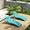 Teal, variant on Chaise Lounge Outdoor Set of 3, Pool Lounge Chairs with Adjustable Backrest & Folding Table, Wicker Outside Furniture for Patio Backyard Porch Navy