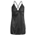 thumbnail image 2 of de mujer Lencería erótica camisón seda ropa de dormir conjunto de espalda en T - XL negro, 2 of 8