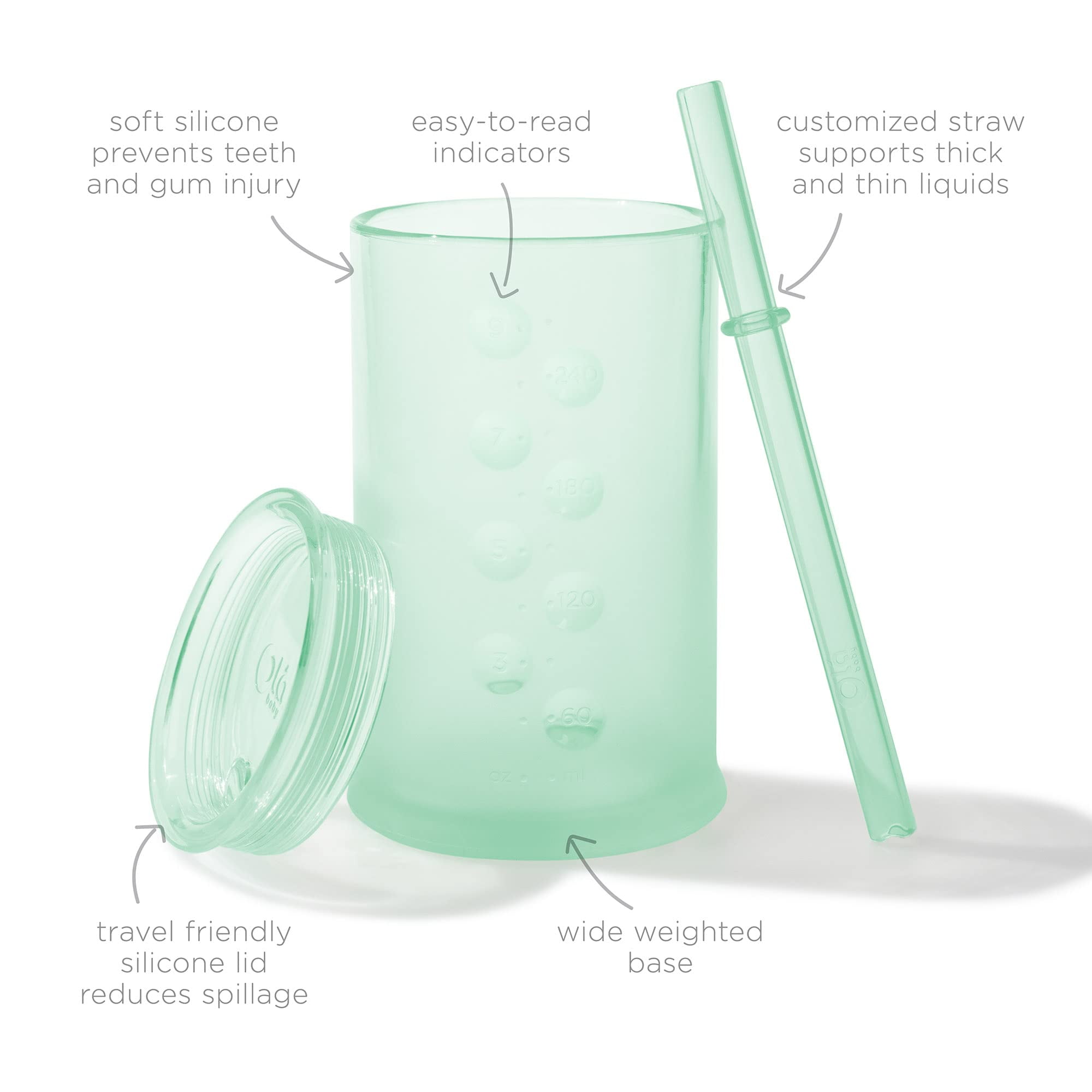 Olababy Silicone Training Cup with Straw Lid 5oz + 9oz Bundle (Lilac)