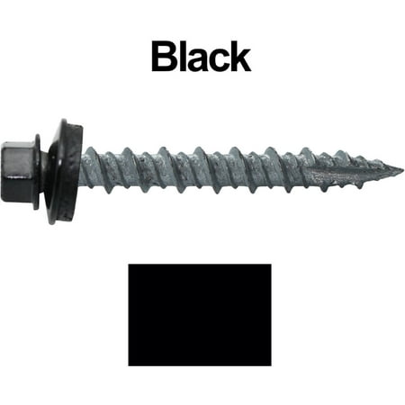 

Jake Sales Brand - 10 x 1-1/2 ~250 Metal Roofing Screws - Hex Head - Type 17 - EPDM Washer - BLACK