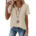 thumbnail image 2 of Ashirexll Short Sleeve Shirts for Women, Textured Button Slim Short Sleeve Casual Solid Color Top, 2 of 7