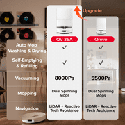 Roborock Qrevo Series Robot Vacuum and Mop, Auto Mop Washing&Drying, 8000Pa Suction, Self-Emptying, Anti-Tangle Brushes, Smart Obstacle Avoidance (QV 35A)
