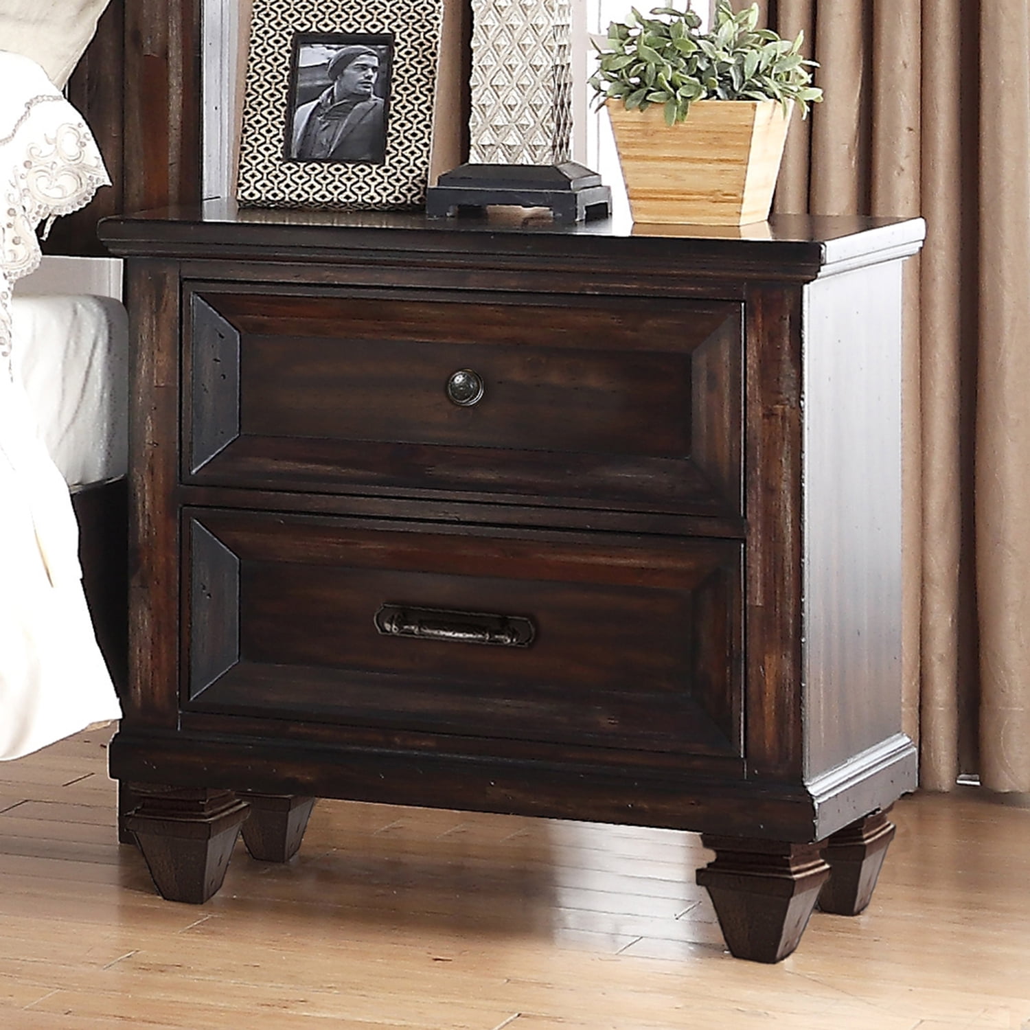 New Classic Furniture Sevilla 2-Drawer Wood Nightstand in Walnut