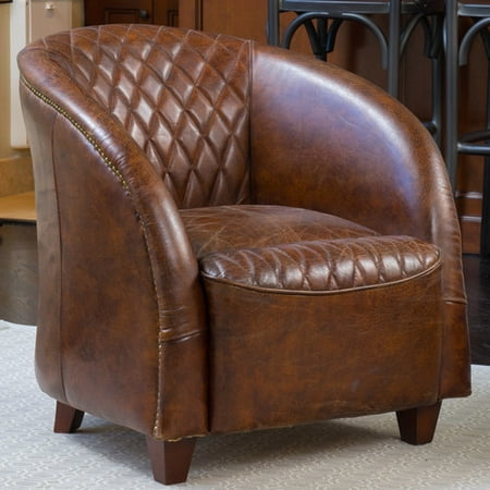 darby home co wilmette tufted leather barrel chair walmart com