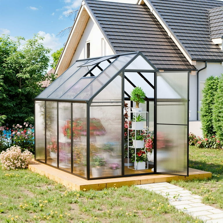 CDCASA 8.2x6.2 FT Quick Setup Polycarbonate Greenhouse with Roof