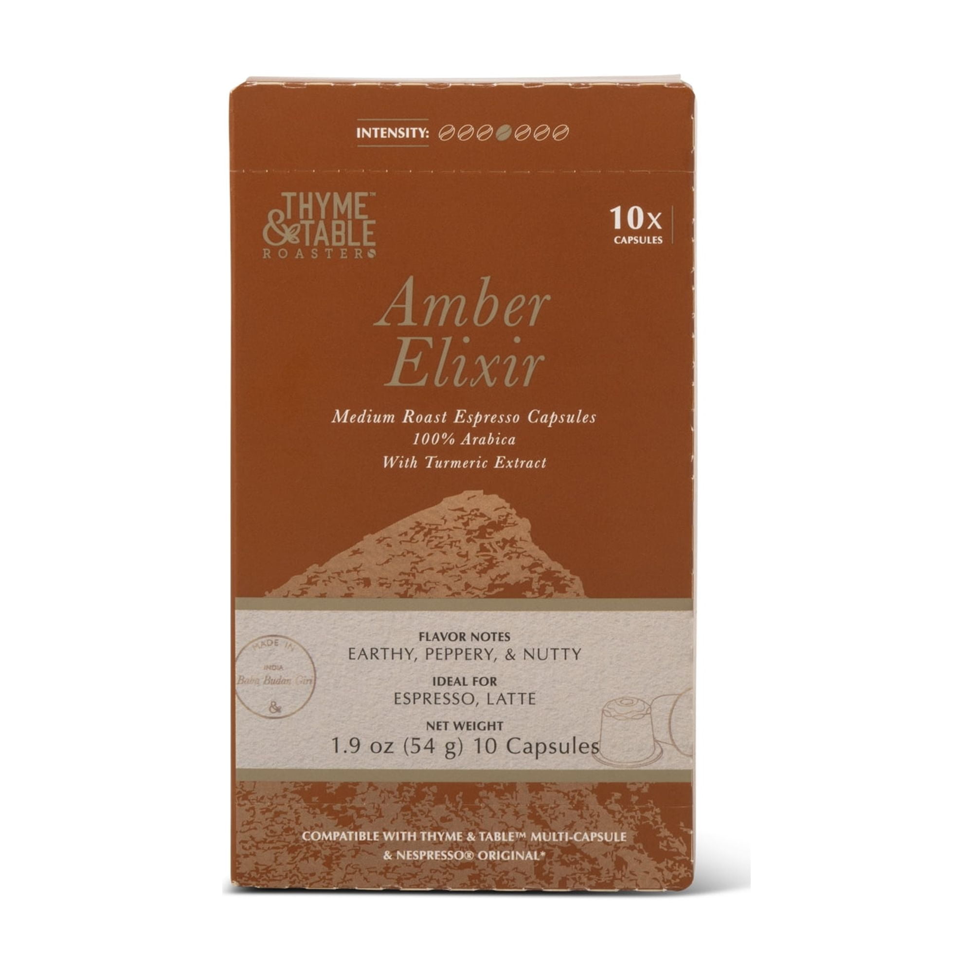 Thyme & Table 50 pack Espresso Capsules, Medium Roast, Amber Elixir