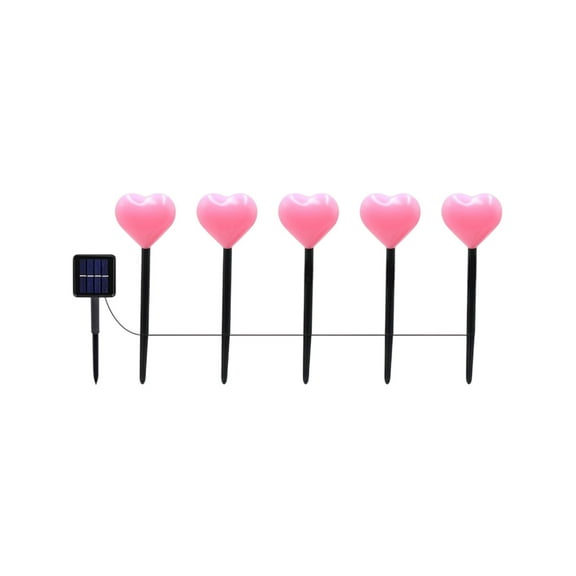 KQJQS LED Valentine's Day Solar Lights, Multicolor, 5-in-1 Love Shape, IP55 Waterproof, Outdoor Garden Decoration, Easy Install, Ideal Gift