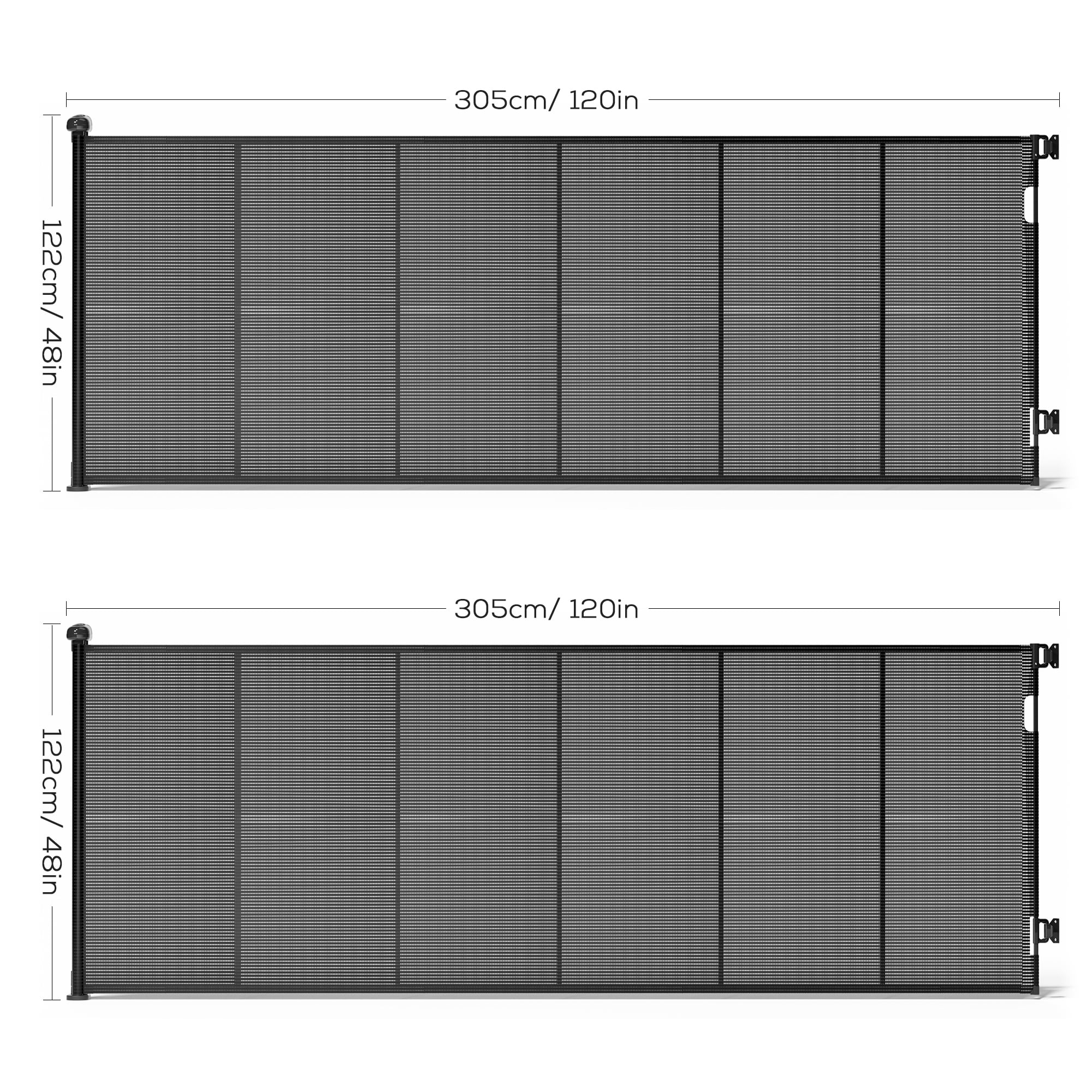 2X Retractable Baby Gate, TULILLO 48in Tall Baby Safety Gate, 120" Wide Baby Gate Dog Gate for Stair, Doorway, Auto-Lock, Black